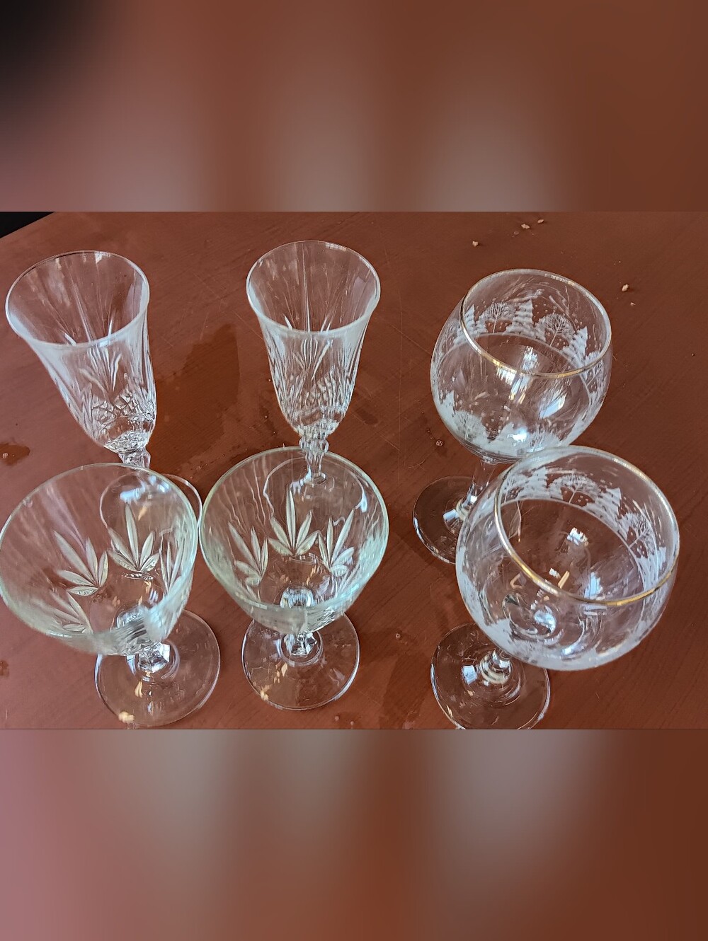 Etched Wine Glasses - Clear Glass (Set)